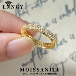 Lnngy Certified Double Row 1.3mm Moissanite Eternity Ring Sparkling Lab Diamond Engagement Rings For Women Wedding Jewelry Gift