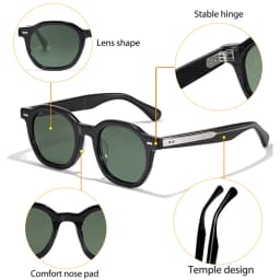 HBK Classic Round Men Sunglasses Vintage Small Frame High-Quality Acetate Frame Sun Glasses Women Party Travel Outdoor Glasses