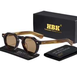 HBK Classic Round Men Sunglasses Vintage Small Frame High-Quality Acetate Frame Sun Glasses Women Party Travel Outdoor Glasses