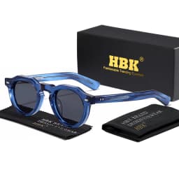 HBK Classic Round Men Sunglasses Vintage Small Frame High-Quality Acetate Frame Sun Glasses Women Party Travel Outdoor Glasses