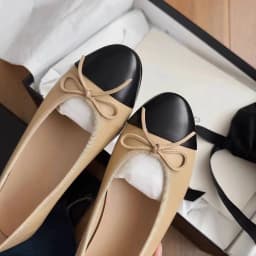 y2k Sheepskin soft flat sole women's shallow mouth round toe French bow versatile color blocked ballet women's shoes