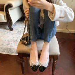 y2k Sheepskin soft flat sole women's shallow mouth round toe French bow versatile color blocked ballet women's shoes