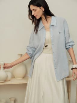 DUSHU 【Breathable Series】 Drop-Shoulder Multi-Color Linen Shirt New Summer Arrival Ramie Top Long Sleeve Leisure Sun-protection