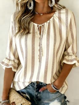 Age-Reducing Temperament Women's Loose Half Sleeve Shirt, Versatile Classic Style, Soft For Home And Outdoor Wear