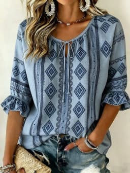 Age-Reducing Temperament Women's Loose Half Sleeve Shirt, Versatile Classic Style, Soft For Home And Outdoor Wear