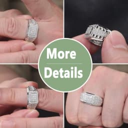 Newshe Certified Moissanite Ring D Color VVS1 Inlay Men's Wedding Band White Gold Plated Designed Fashion Jewelry