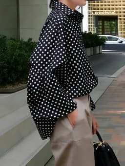 UOOZEE 2026 New Polka Dot Oversized Lapel Blouses For Women Long Sleeves Black White Contrast Color Casual Trendy Shirts