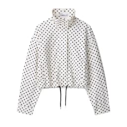 Women's Jackets Spring Autumn Thin Polka Dot Oversized Long Sleeve Outerwear Plus Size Zip Up Crop Coats