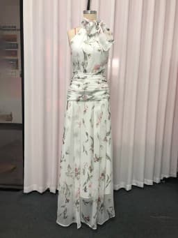 TWOTWINSTYLE Printing Slimming Spliced Bowknot Long Dress for Women High Neck Sleeveless Tunic Patchwork Folds Dresses Female