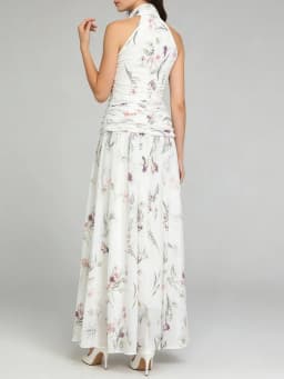 TWOTWINSTYLE Printing Slimming Spliced Bowknot Long Dress for Women High Neck Sleeveless Tunic Patchwork Folds Dresses Female