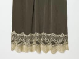 ZERAINS 2026 Spring/Summer New Product Women's V-neck Strap Contrast Splicing Lace Underwear Style Medium length Dress