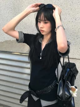 Genayooa American Retro Patchwork Shirt Women Half Sleeve Casual Shirts Y2k Vintage Fake Two Pieces Tops Japanese 2000s Tee Tops