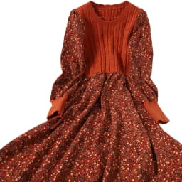 2026 Autumn Winter New Korean Patchwork Bandage Long Sleeved Knitted Dress Women's Fashion Slim Sweet Corduroy Flower Dresses
