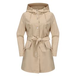 Spring Autumn New Hooded Water-repellent Jacket with Belt Thin Casual Loose Trench Coat Women Windbreaker