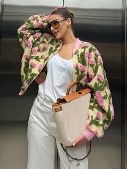 3D Floral Bomber Jacket Coat Women Fashion Lapel Neck Long Sleeve Zipper Loose Outerwear Female Spring Chic Casual Jackets Wear