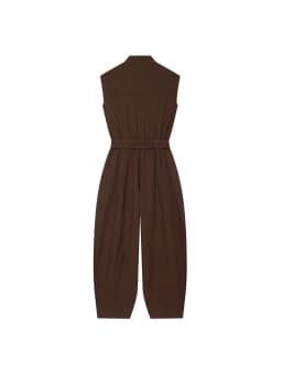 TFMLN Fashion Double Breasted Jumpsuits for Women Stand Collar Sleeveless High Waist Long Pants With Belt Elegant Rompers