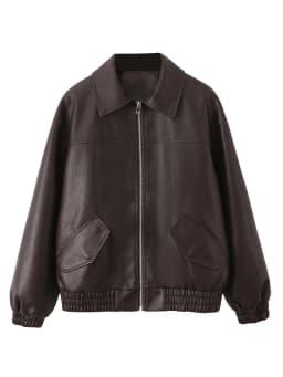 Ailegogo Streetwear Women Retro Loose Short Pu Faux Leather Jacket Spring Autumn Female Zipper Coat Vintage Moto Biker Outwear