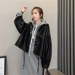 New Autumn Winter Faux Leather Jacket Women Oversize PU Coat Loose Casual Streetwear Female Cardigan