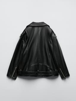Ailegogo Women Loose Motorcycle Biker Black Pu Faux Leather Jacket with Belt Spring Autumn Female Zipper Coat Outwear