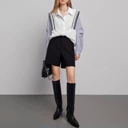 CHCH New Women's Casual Shirt Comfortable Simple Striped Patchwork Blue And White Classic Retro Spring Autumn Long Sleeve Top