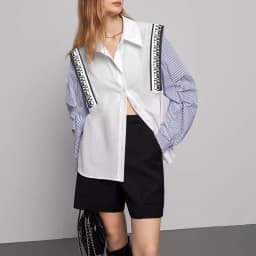 CHCH New Women's Casual Shirt Comfortable Simple Striped Patchwork Blue And White Classic Retro Spring Autumn Long Sleeve Top