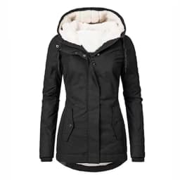 2025 New Women's Hooded Jacket Winter Warmth Thickened Fleece Jacket Solid Color Casual Fit Commuting & Outings