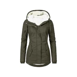 2025 New Women's Hooded Jacket Winter Warmth Thickened Fleece Jacket Solid Color Casual Fit Commuting & Outings
