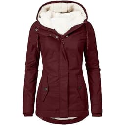 2025 New Women's Hooded Jacket Winter Warmth Thickened Fleece Jacket Solid Color Casual Fit Commuting & Outings