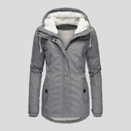 2025 New Women's Hooded Jacket Winter Warmth Thickened Fleece Jacket Solid Color Casual Fit Commuting & Outings