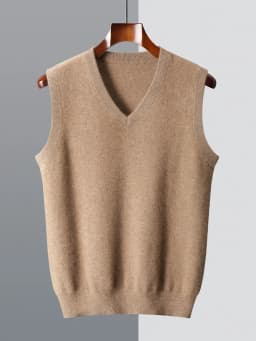Men Wool V-neck Sweater Vest Pullover Autumn Winter Basic Casual Cashmere 100% Merino Wool Knitted Soft Sleeveless Waistcoat Top