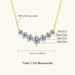 U-Smile Moissanite Necklace D VVS1 for Women D Color Sparkling Lab Diamon Luxury Necklaces 925 Sterling Silver with Certified