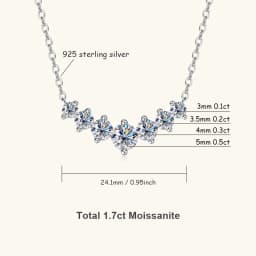 U-Smile Moissanite Necklace D VVS1 for Women D Color Sparkling Lab Diamon Luxury Necklaces 925 Sterling Silver with Certified