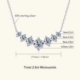U-Smile Moissanite Necklace D VVS1 for Women D Color Sparkling Lab Diamon Luxury Necklaces 925 Sterling Silver with Certified