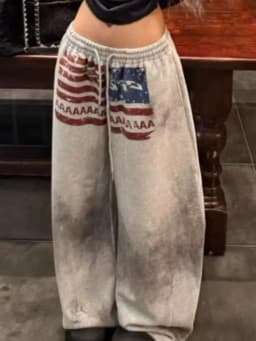 Y2K College American Hip-hop Goth Print Drawstring Wide Leg Sweatpants Loose 90s High Street Sports Trousers Floor Length Pants
