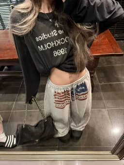 Y2K College American Hip-hop Goth Print Drawstring Wide Leg Sweatpants Loose 90s High Street Sports Trousers Floor Length Pants
