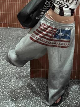Y2K College American Hip-hop Goth Print Drawstring Wide Leg Sweatpants Loose 90s High Street Sports Trousers Floor Length Pants