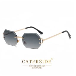 CATERSIDE Rimless Men's Sunglasses Polygon Vintage Frameless Glasses Gradient Lens Women Traveling Party Business Sun Glasses