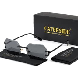 CATERSIDE Rimless Men's Sunglasses Polygon Vintage Frameless Glasses Gradient Lens Women Traveling Party Business Sun Glasses