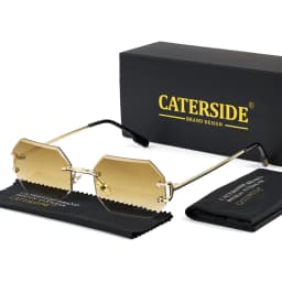 CATERSIDE Rimless Men's Sunglasses Polygon Vintage Frameless Glasses Gradient Lens Women Traveling Party Business Sun Glasses