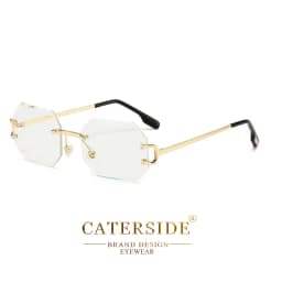 CATERSIDE Rimless Men's Sunglasses Polygon Vintage Frameless Glasses Gradient Lens Women Traveling Party Business Sun Glasses