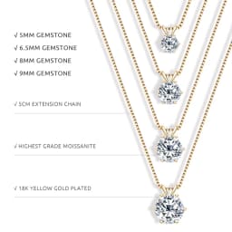 Classic 0.5CT-5CT D Moissanite Pendant Necklace Adjustable Chain 925 Silver for Women with Certificate 2CT 3CT 4CT Lab Diamond