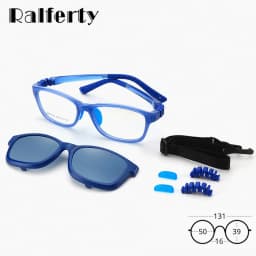 Ralferty 2 In 1 Kids Sunglasses Polarized Clips On Glasses Child 0 Diopter Prescription Optic Myopia Eyewear Frame Glasses Chain