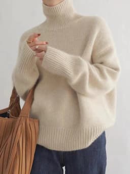 MVLYFLRT Autumn and Winter New 100% merino Wool Sweater Women's Knitted High Neck Pullover Casual Loose Large Size tops