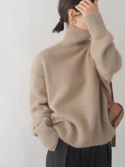 MVLYFLRT Autumn and Winter New 100% merino Wool Sweater Women's Knitted High Neck Pullover Casual Loose Large Size tops