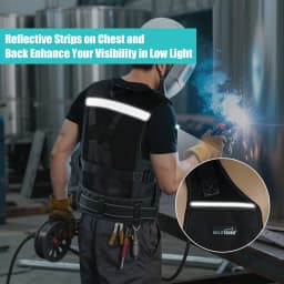 Tool Vest for Men with Pouches and Belt, Adjustable Multi-Pocket Safety Tool Vest for Electrician, Carpenter