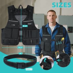 Tool Vest for Men with Pouches and Belt, Adjustable Multi-Pocket Safety Tool Vest for Electrician, Carpenter