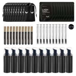 50/25Pcs Eyelash Extension Remover with Mousse Brush Set Eyelash Cleaning Non-irritating Makeup Cleaning Rich and Delicate Foam