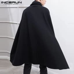 INCERUN Fashion Men Cloak Coats Lapel Solid Color One Button Cape Trench Streetwear 2023 Casual Male Overcoats Ponchose S-5XL