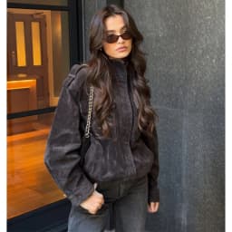 MUJER Suede Bomber Jacket Woman Oversized Demi-season Jackets for Women Outerwears Winter Overcoat Female Zip Women's Jackets
