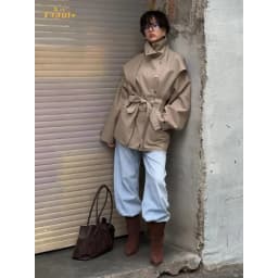 Lace Up Stand Collar Trench Coat Women Chic Lapel Single Breasted Waist Cinching Lady Autumn Commute Street Coats